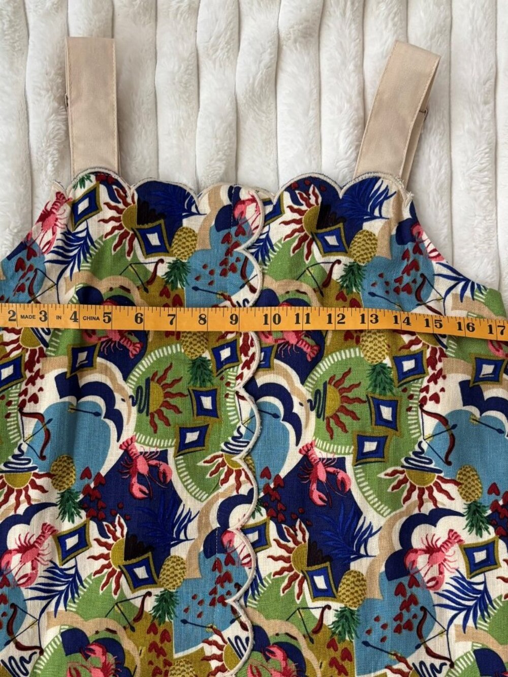 Boutique Scalloped Linen-Blend Resort Dress Sz Large NWT - Picture 4 of 6